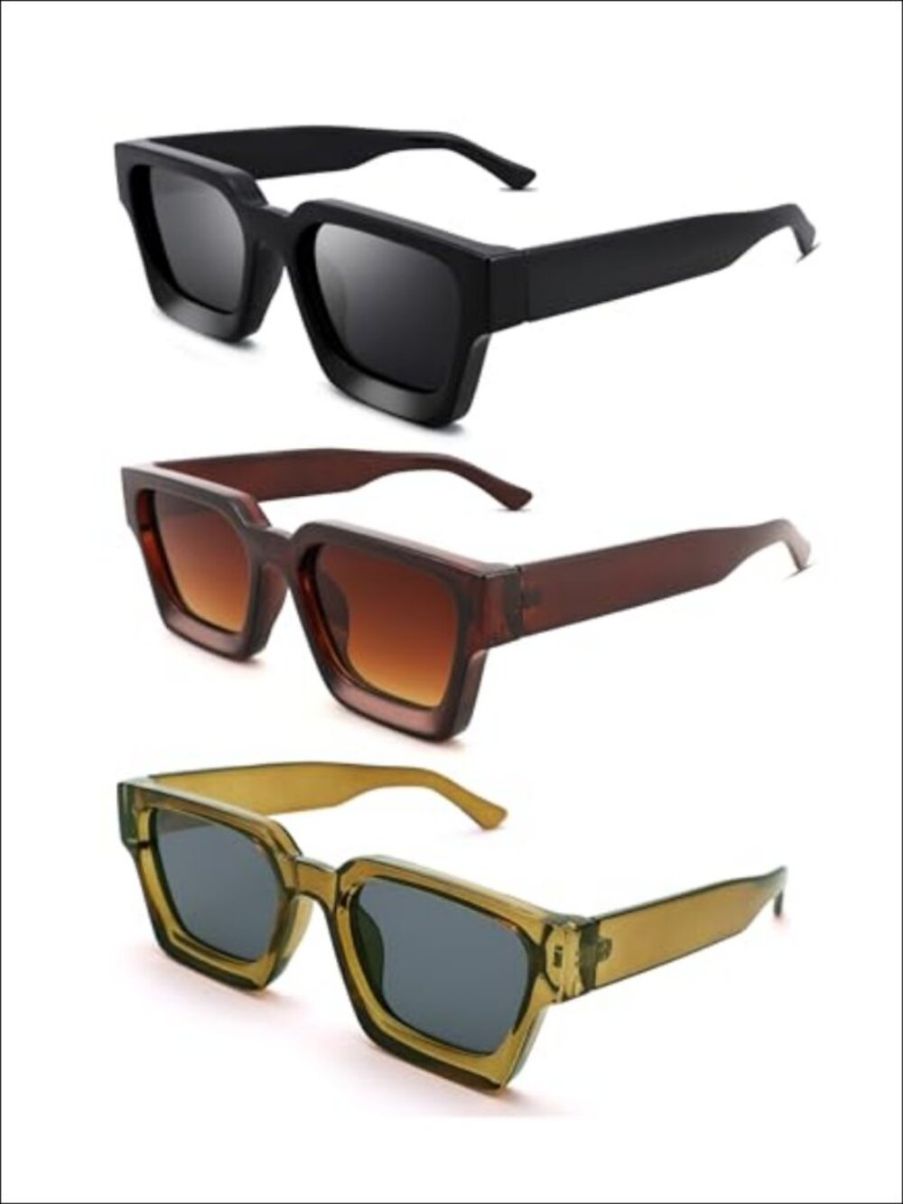 Square Thick Frame Sunglasses Designer Style UV Protection Unisex